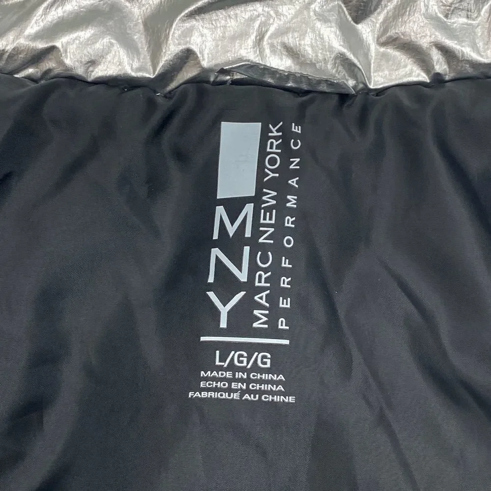 Andrew Marc Metallic Silver Puffer Jacket Large - Picture 13 of 15